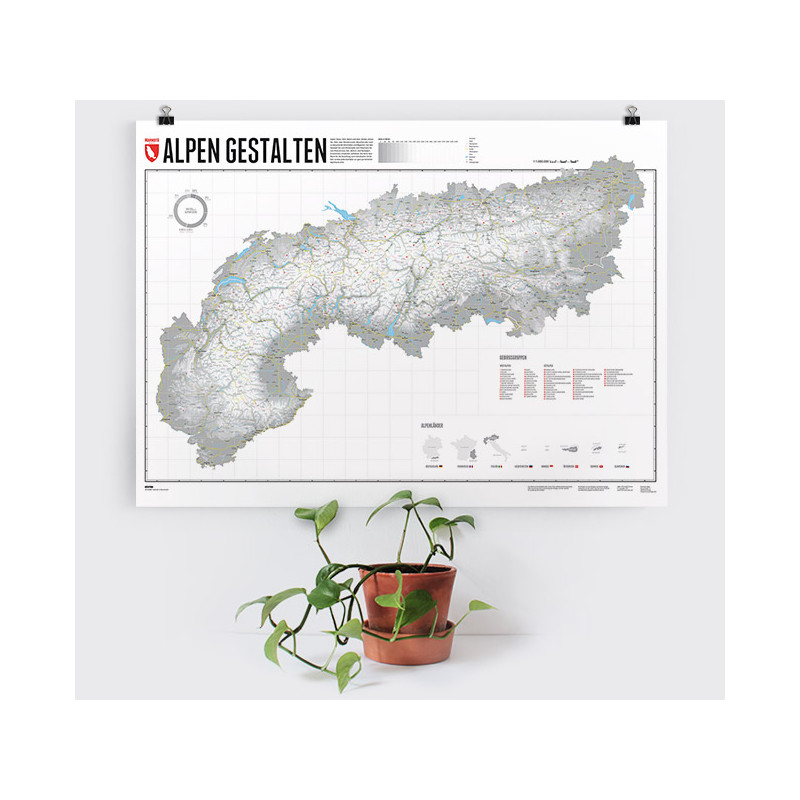 Marmota Maps Mappa Regionale Disegna le Alpi (100x70cm)