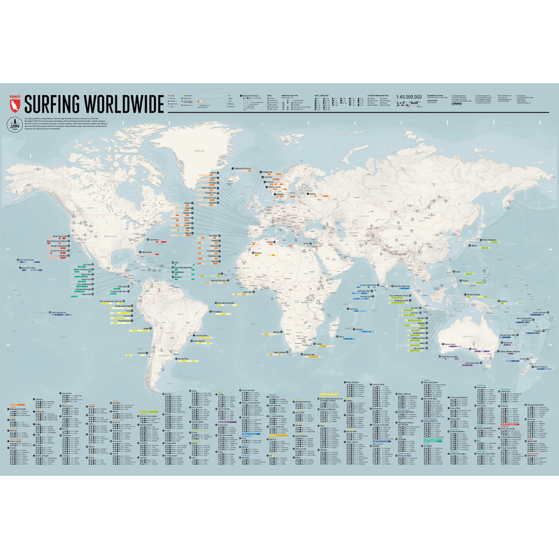 Marmota Maps Mappa del mondo Surfing Worldwide (Inglese)