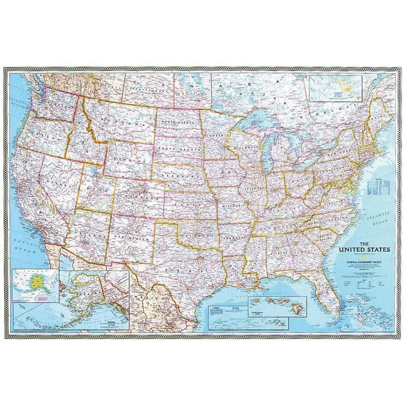 National Geographic Mappa Carta politica degli USA - Formato gigante