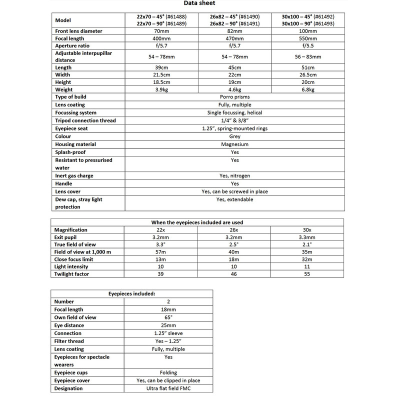 Omegon Binocolo Binocoli Brightsky 26x82 - 45°