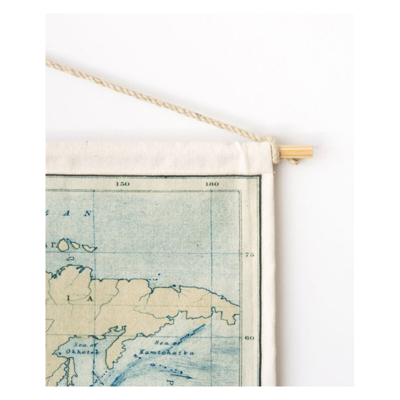 Miss Wood Mappa del Mondo Woody Cotton Map Oceans