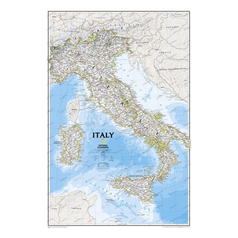 National Geographic Mappa Italy corkboard framed (silver)