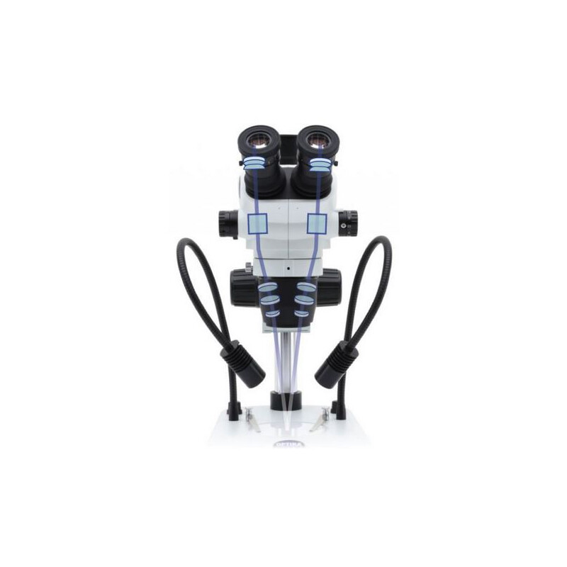 Optika Microscopio stereo zoom SZO-1, bino, 6.7-45x, Säulenstativ, ohne Beleuchtung