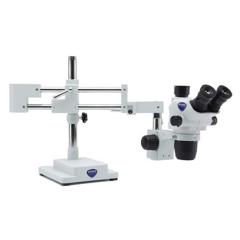 Optika Microscopio stereo zoom SZO-10,  trino, 6.7-45x, überhängend, 2-Arm, ohne Beleuchtung