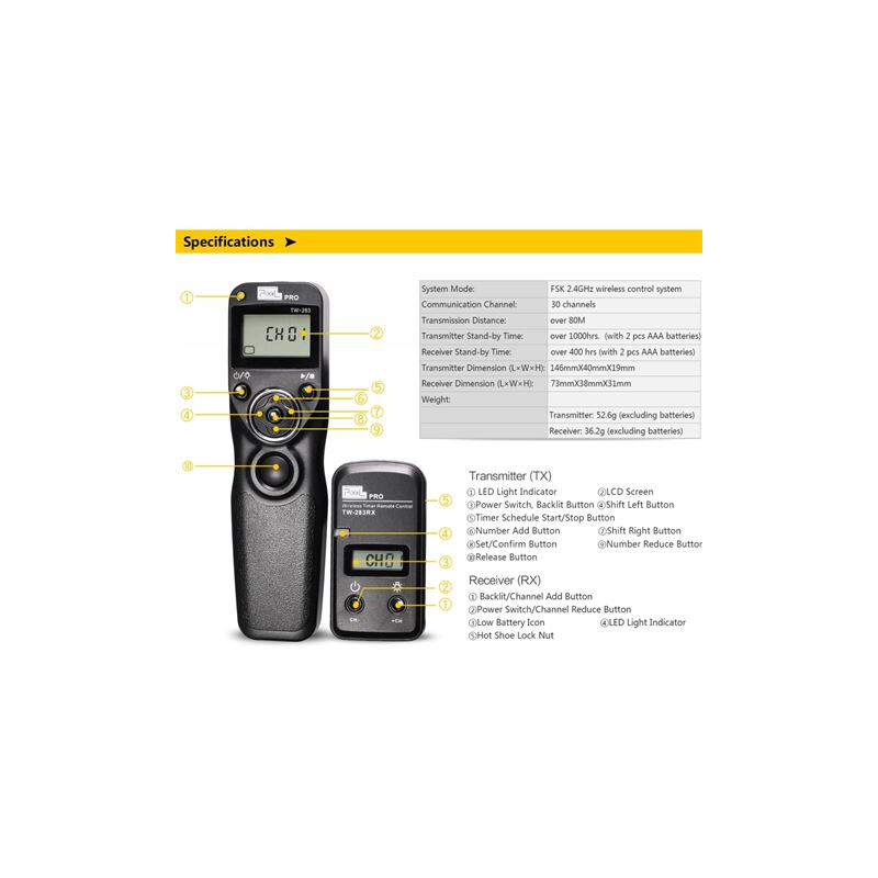 Pixel Timer radio senza fili TW-283/N3 per Canon