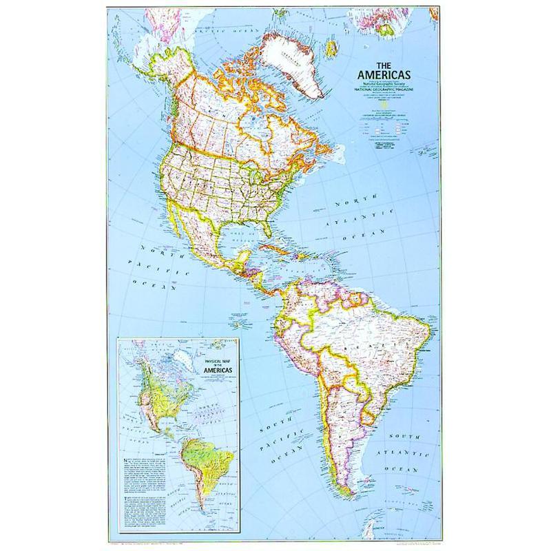 National Geographic Mappa Continentale Nord e Sud America, politica (laminata)