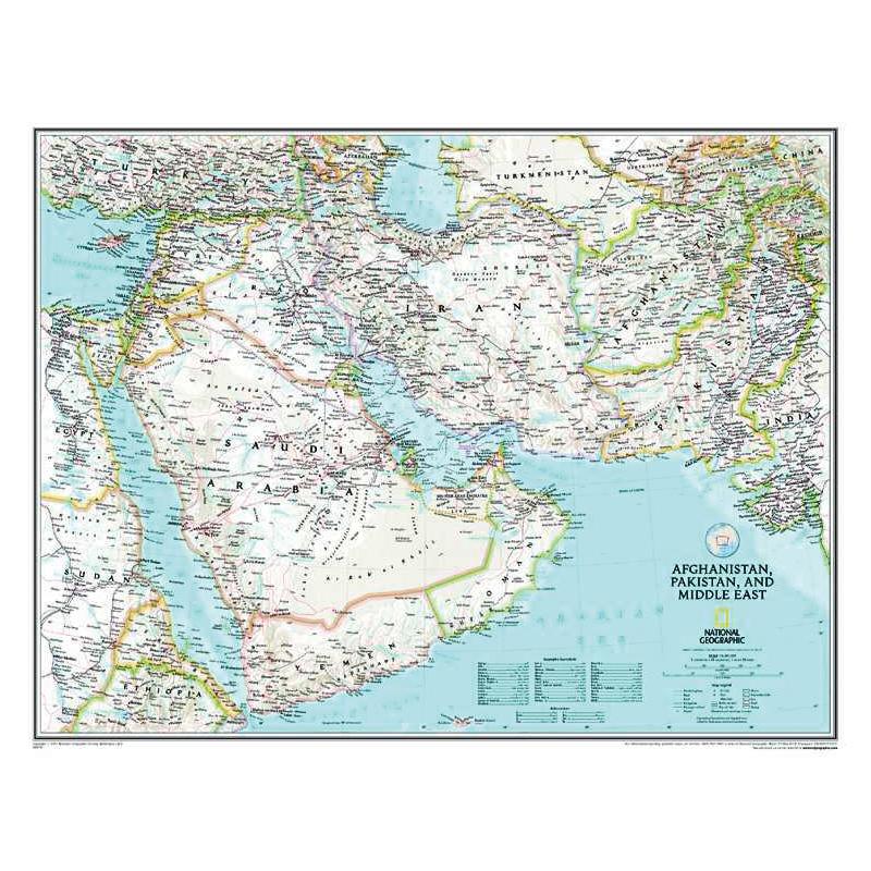 National Geographic Mappa Regionale Afghanistan, Pakistan e Medio Oriente