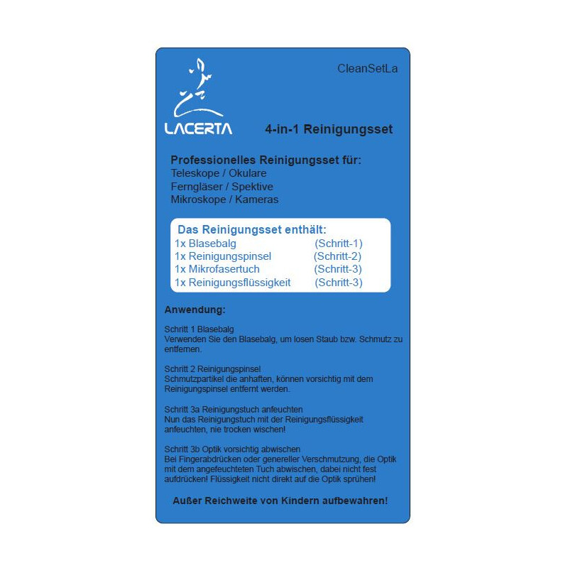 Lacerta Set di pulizia per ottiche