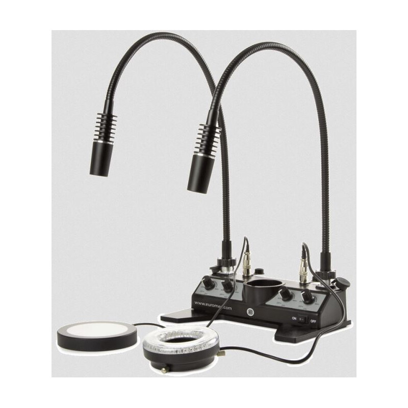 Euromex Stazione di illuminazione LE.5212-420, 2 lampade a scarica da 420 nm, anello, luce passante