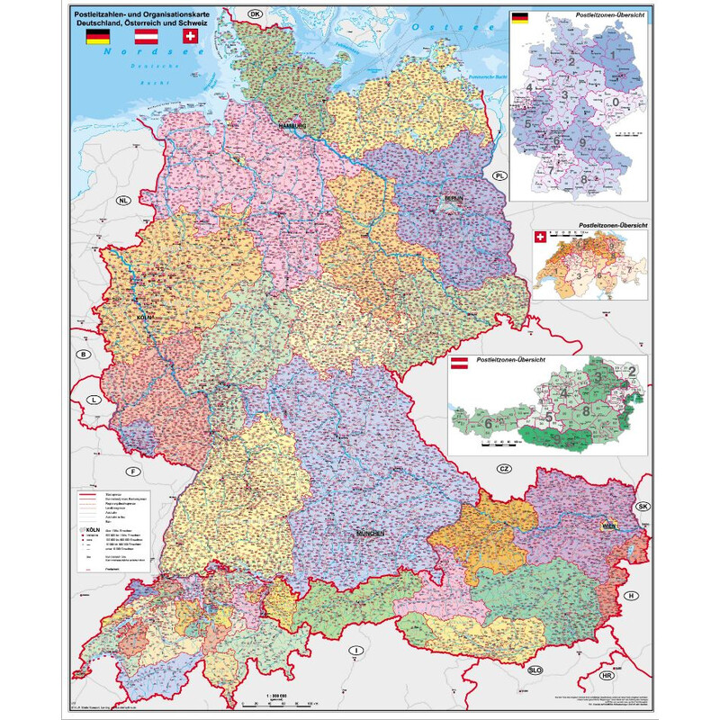 Stiefel Mappa Regionale Deutschland-Österreich-Schweiz PLZ- u. Organisationskarte