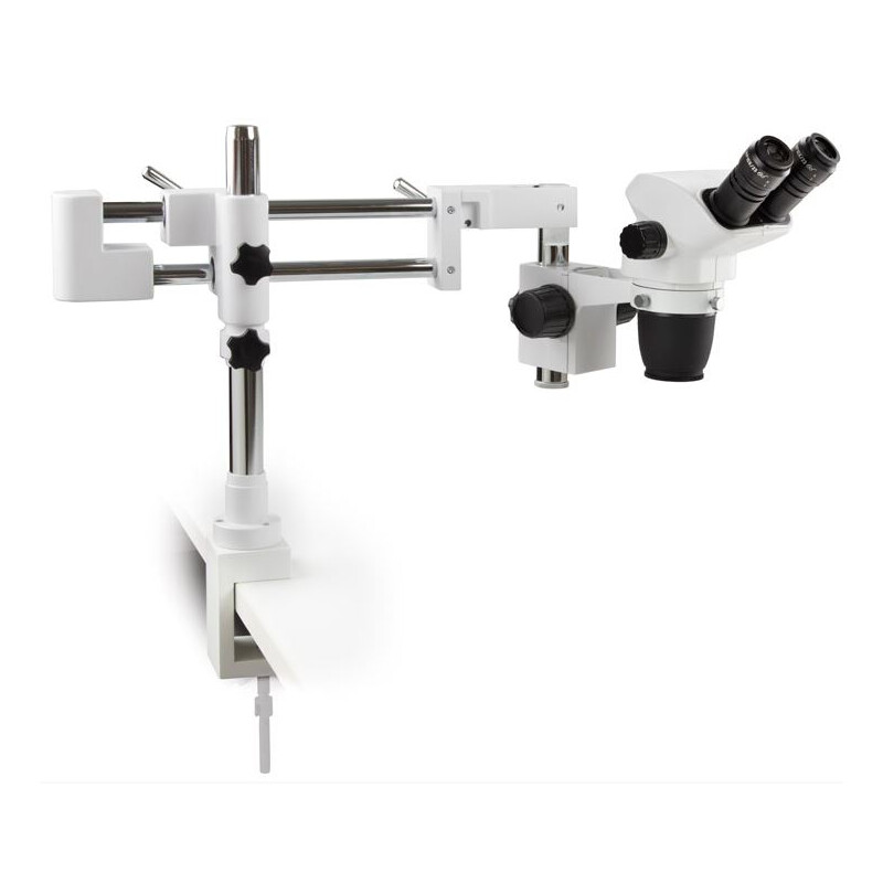 Euromex Microscopio stereo zoom NZ.1702-BC, 6,5-55x, doppio braccio, morsetto da tavolo, bino