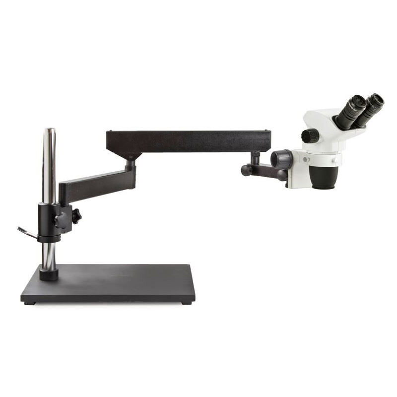 Euromex Microscopio stereo zoom NZ.1902-A, 6,7x - 45x, stativo a braccio articolato, piastra per stativo, senza illuminazione, binoculare