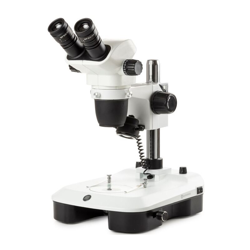 Euromex Microscopio stereo zoom NZ.1702-M, 6.5-55x, Säule,  Auf-u. Durchlicht, bino, Spiegel f. Dunkelfeld, Embryologie