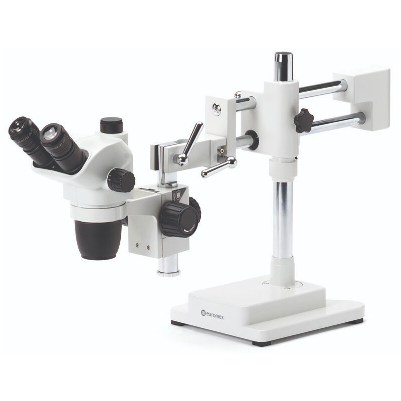 Euromex Microscopio stereo zoom NZ.1903-B, 6.7-45x, doppio braccio, piastra base, trino