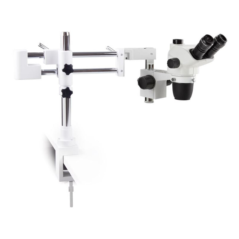Euromex Microscopio stereo zoom NZ.1703-BC, 6.5-55x, Doppelarm, Tischklemme, trino