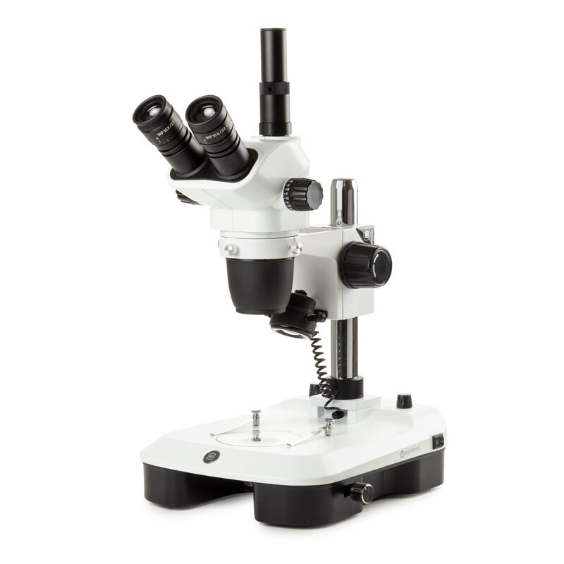 Euromex Microscopio stereo zoom NZ.1703-M, 6.5-55x, Colonna,  Luce trasmessa e trasmessa, trino, Specchio per campo scuro, Embriologia