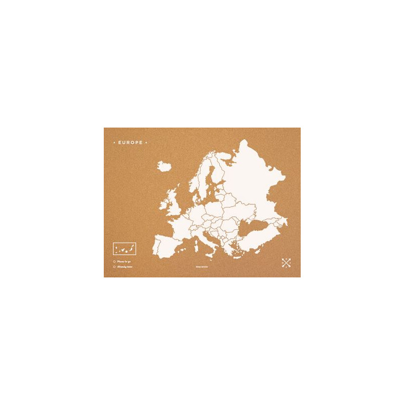 Miss Wood Carta continentale Woody Map Europa weiß 60x45cm