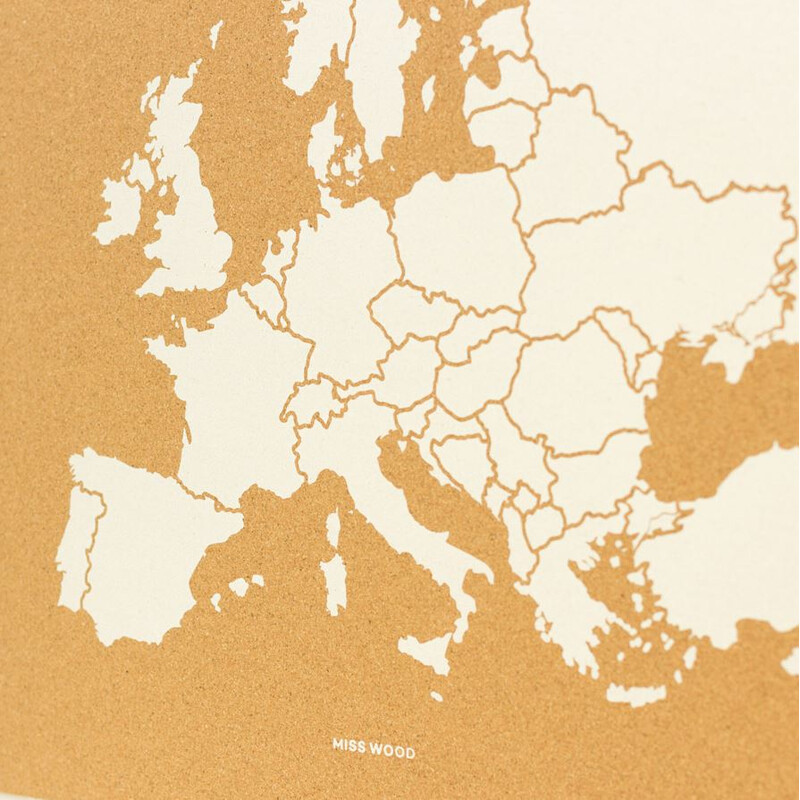 Miss Wood Carta continentale Woody Map Europa weiß 60x45cm