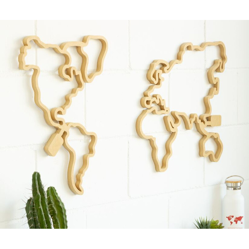 Miss Wood Mappa del Mondo Woody Map LED