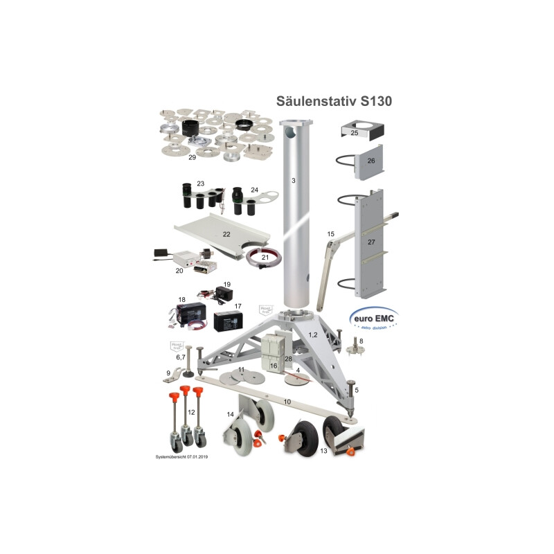 euro EMC Ruote in PU 200 mm per stativo a colonna S130
