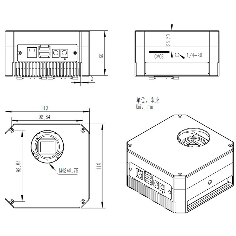 ZWO Fotocamera ASI 1600 GT Mono