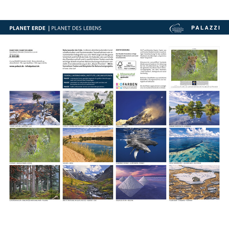 Palazzi Verlag Calendario Planet Erde 2020