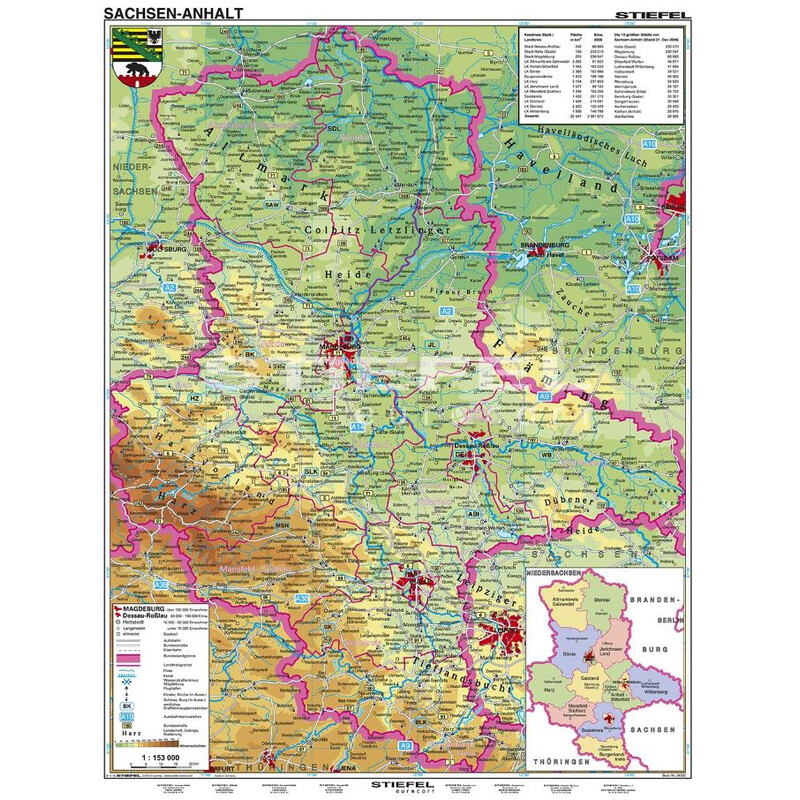 Stiefel Mappa Regionale Sachsen-Anhalt physisch