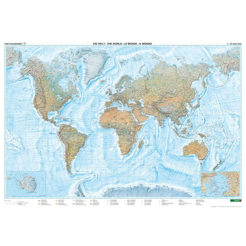 freytag & berndt Mappa del Mondo fisico (118 x 82 cm)