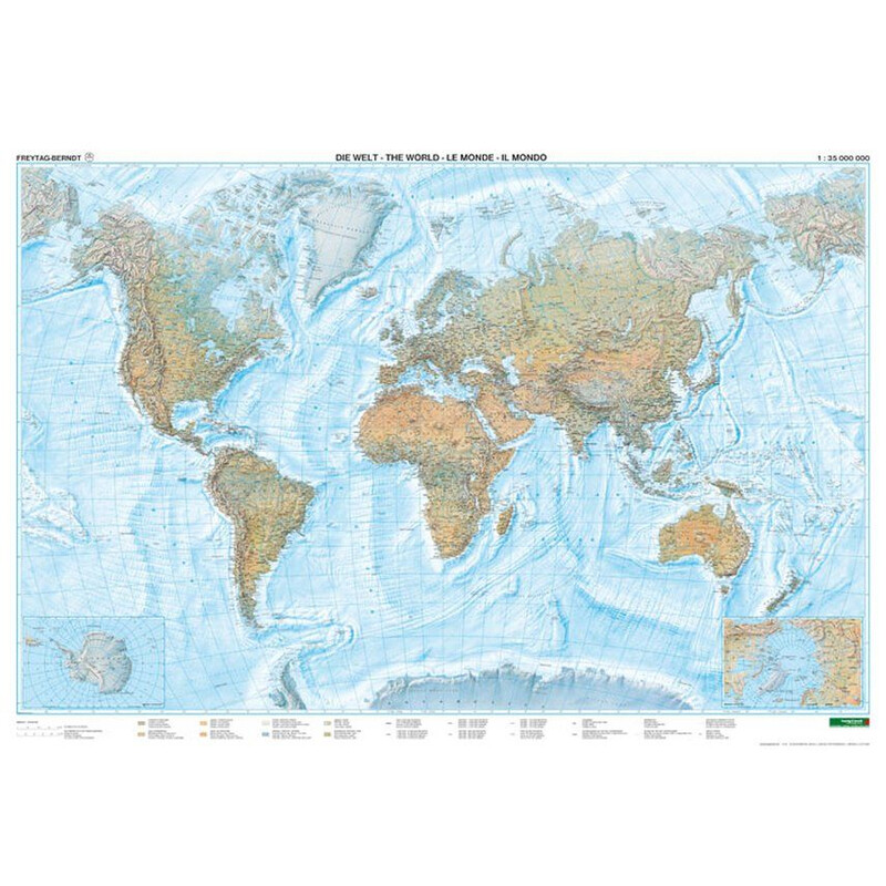 freytag & berndt Mappa del Mondo physisch (118 x 82 cm)