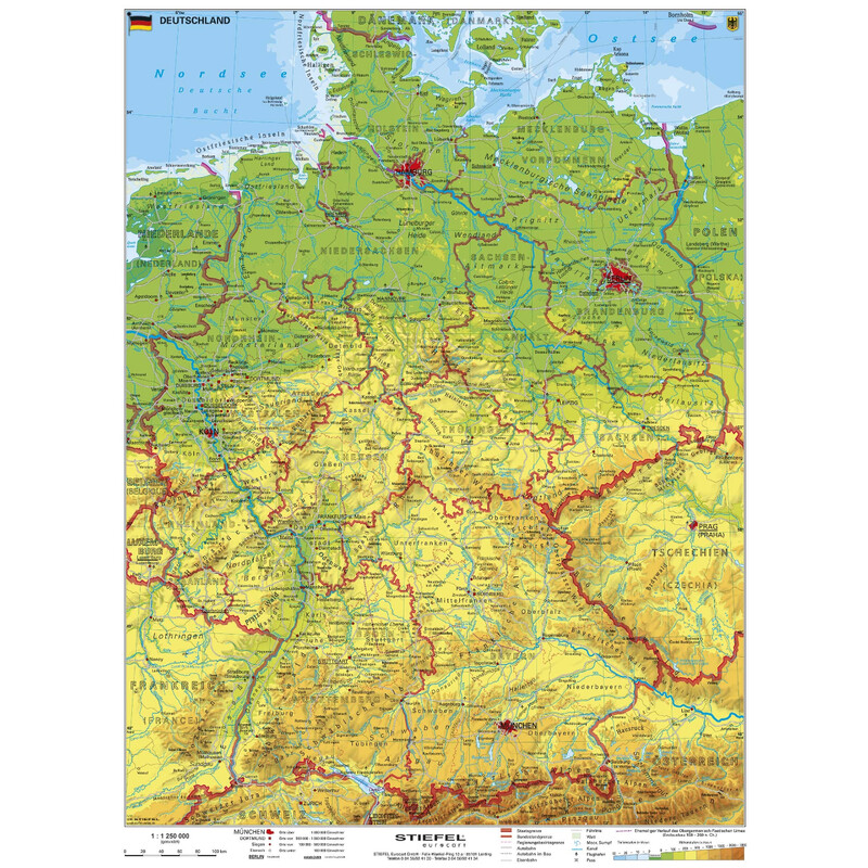 Stiefel Mappa Deutschland physisch (67 x 91 cm)
