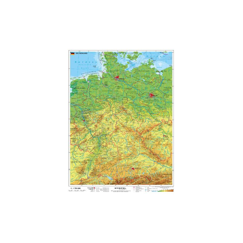 Stiefel Mappa Germania fisica con barre di metallo