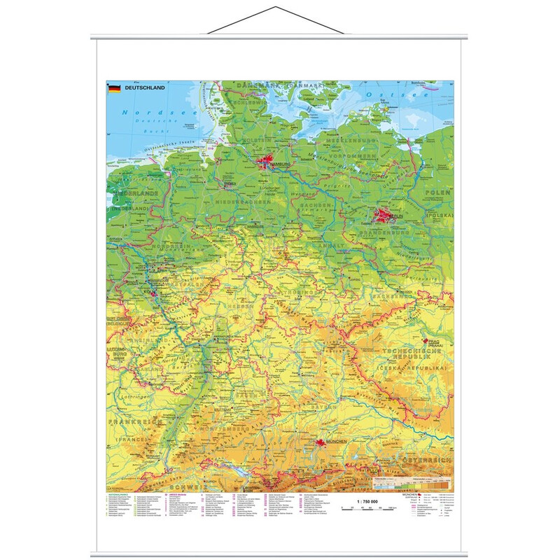 Stiefel Mappa Germania con siti patrimonio mondiale dell'UNESCO con barre di metallo