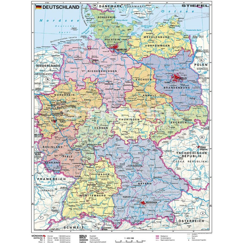 Stiefel Mappa Deutschland politisch mit Metallleisten