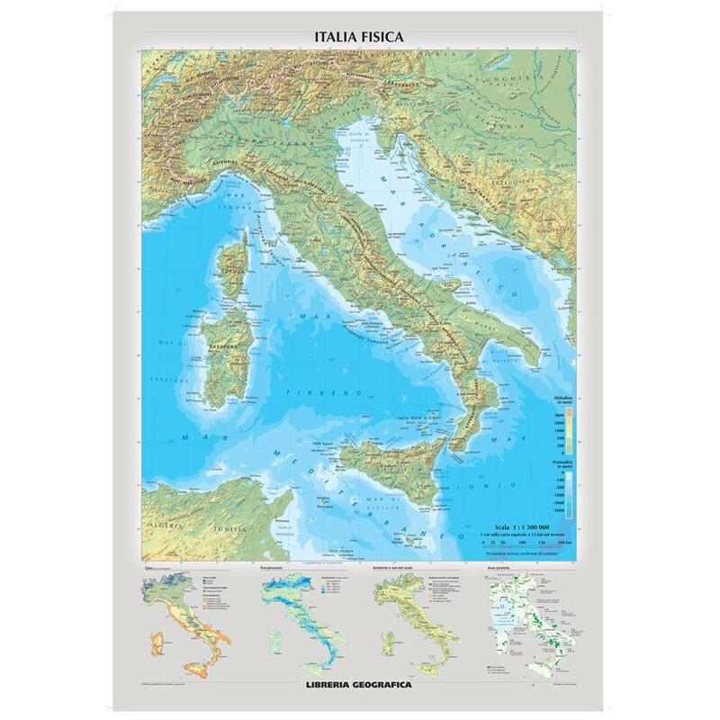Libreria Geografica Mappa Italia fisica e politica