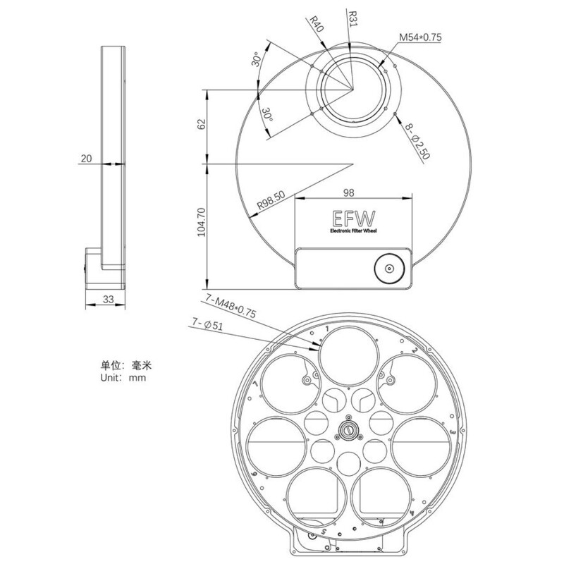 ZWO Ruota portafiltri EFW 7x 2"