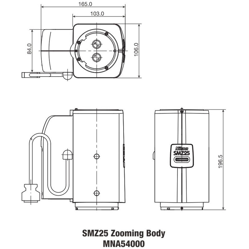 Nikon Testa stereo SMZ25, motorized, parallel optics, achromate, Zoom Head, bino, 6.3-157.5x, click stop, ratio 25:1, 15°