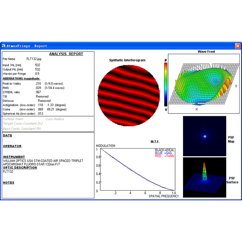 William Optics Rifrattore Apocromatico AP 132/925 Fluorostar Blue OTA