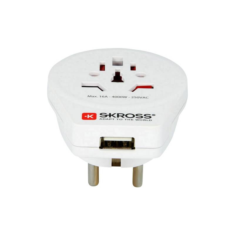 Skross Trasformatore Reiseadapter World to Europe mit USB