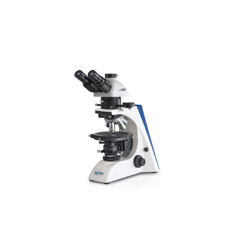 Kern Microscopio OPM 181, POL, trino, piano Inf, 40x-400x, luce trasmessa, HAL, 20W