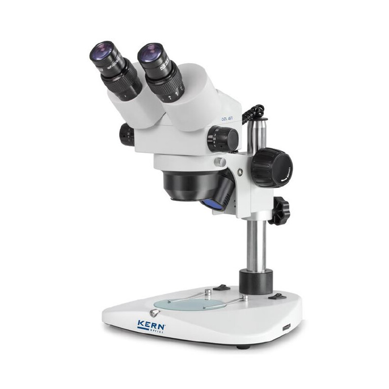 Kern Microscopio stereo zoom OZL 451, Greenough, Colonna, binoculare, 0,75-5,0x, 10x/23, 10W Hal