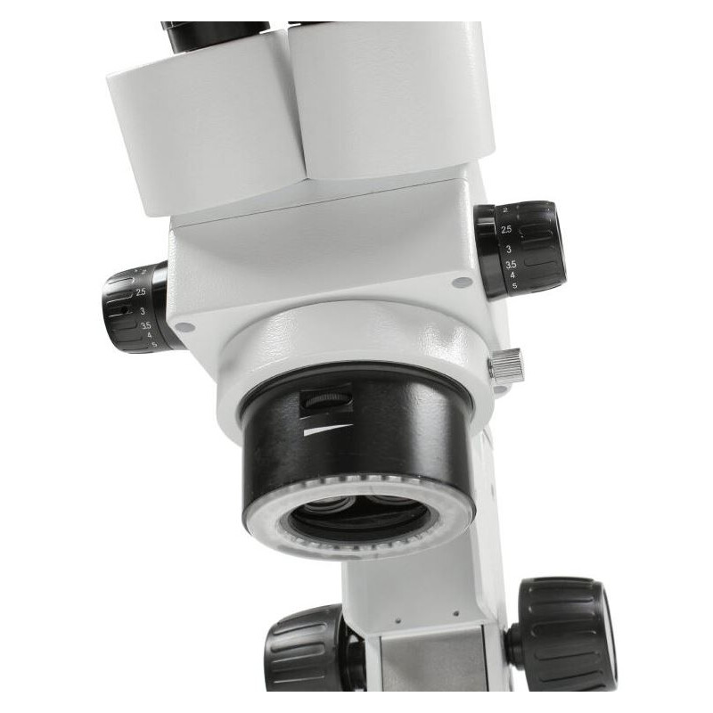 Kern Microscopio stereo zoom OZL 456, bino, lampada ad anello, 10x23, LED 0,21 W, 0,75-5,0x