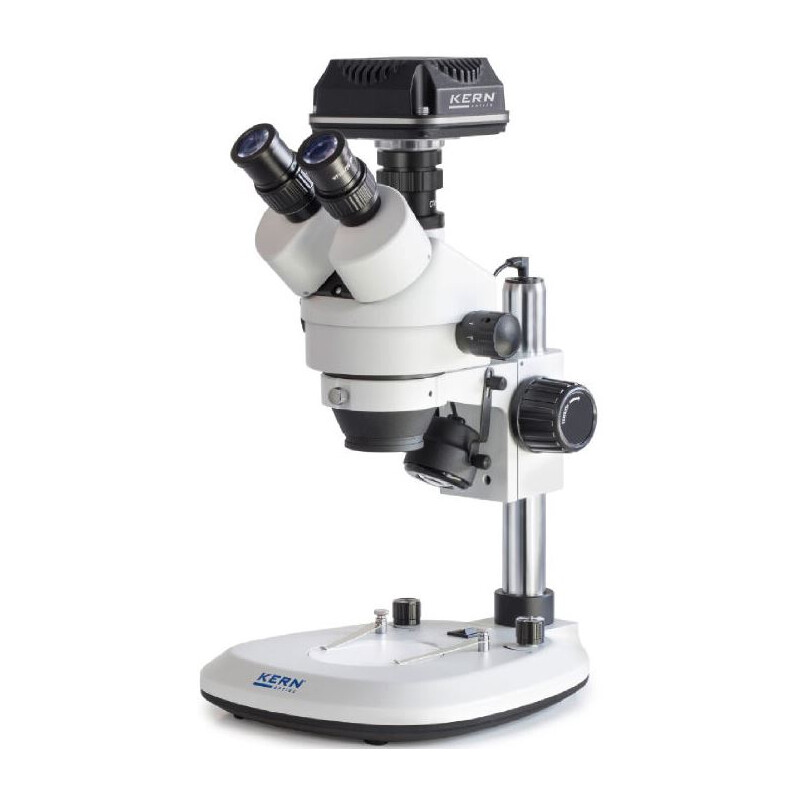 Kern Microscopio OZL 464C832, Greenough, Colonna, 7-45x, 10x/20, Luce trasmessa e riflessa, 3W LED, Fotocamera 5MP, USB 3.0