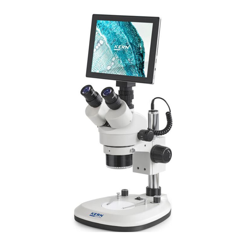 Kern Microscopio OZL 466C241, Greenough, Colonna, 7-45x, 10x/20, Luce trasmessa, 3W LED, Fotocamera ad anello 5MP, USB 2.0, HDMI, WiFi, Tablet