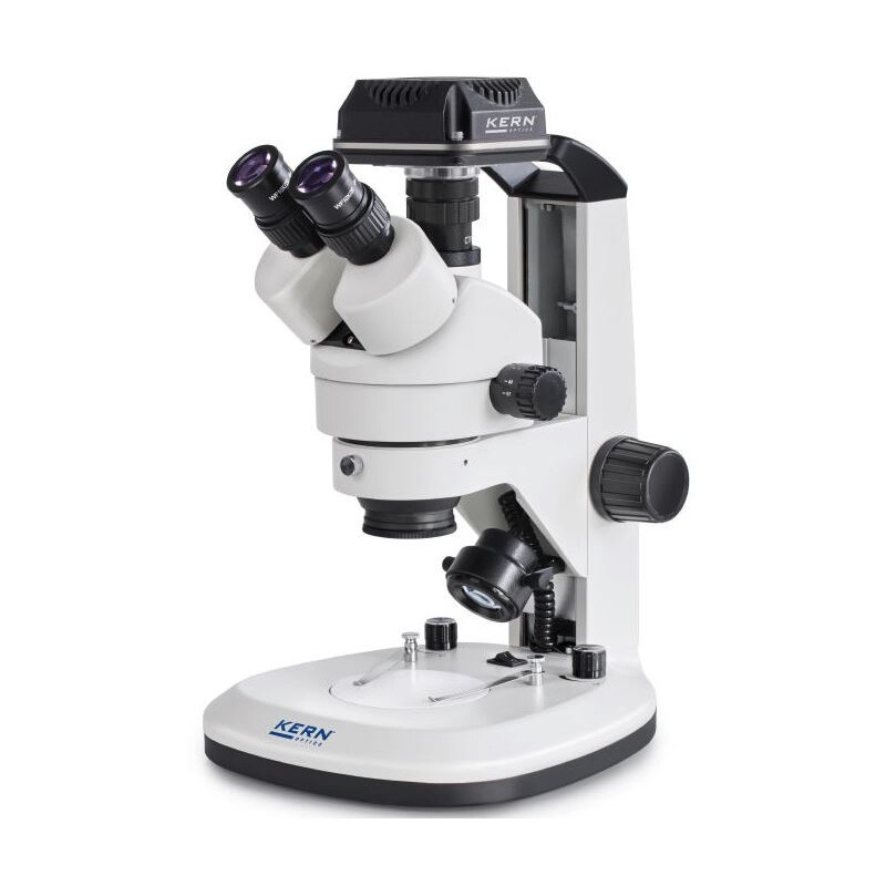 Kern Microscopio OZL 468C825, Greenough, Zahnstange, 7-45x, 10x/20, Auf-Durchlicht 3W LED, Kamera 5MP, USB 2.0