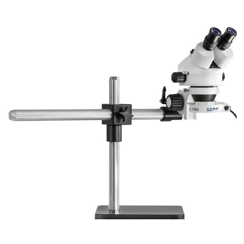 Kern Microscopio stereo zoom OZL 961, bino, 0,7-4,5x, Teleskoparm Stativ (Platte), LED-Ringl