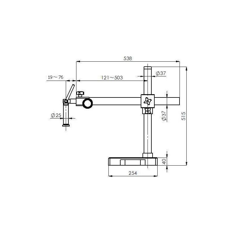 Kern Microscopio stereo zoom OZM 912, bino, 7x-45x, HSWF 10x23 mm, Stativ, Einarm (430 mm x 385 mm) m. Tischplatte, Ringlicht LED 4.5 W