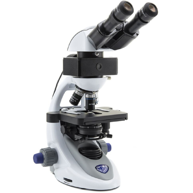Optika Microscopio B-292LD1.50, bino, LED-FLUO, N-PLAN IOS, 500x, blue filterset
