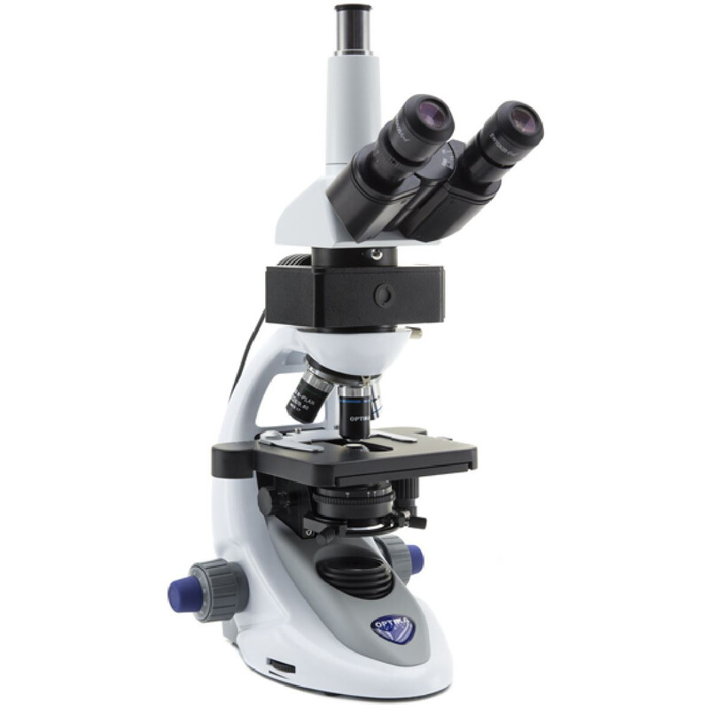 Optika Microscopio B-293LD1.50, LED-FLUO, N-PLAN IOS, W-PLAN 500x, set di filtri blu, trino