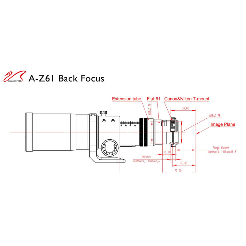 William Optics Rifrattore Apocromatico AP 61/360 ZenithStar ZS61 II OTA Guidescope-Set