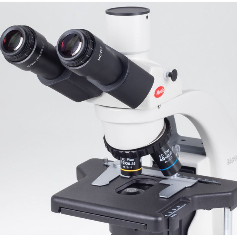 Motic Microscopio BA210E trino, infinity, EC- plan, achro, 40x-1000x, Hal,